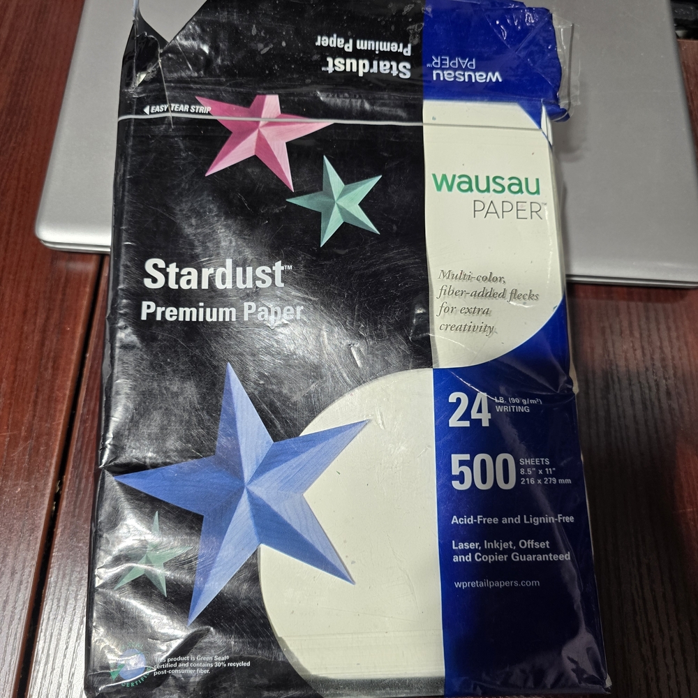 Wausau Stardust Multicolor Fiber Added Flecks Premium Paper Laser Inkjet